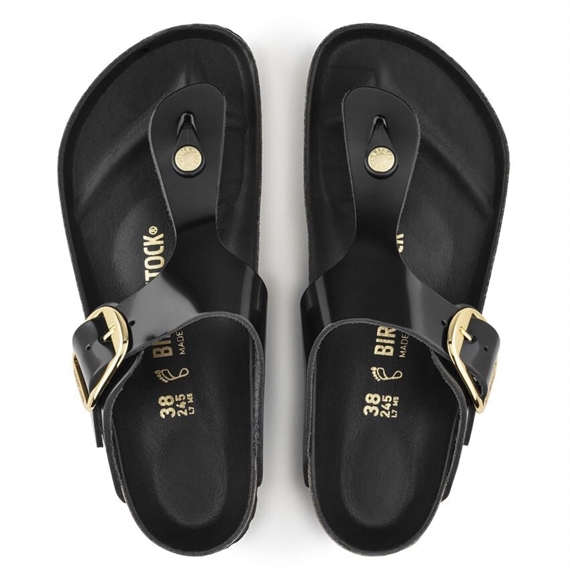 Birkenstock Gizeh Big Buckle Sandaler, High-Shine Black